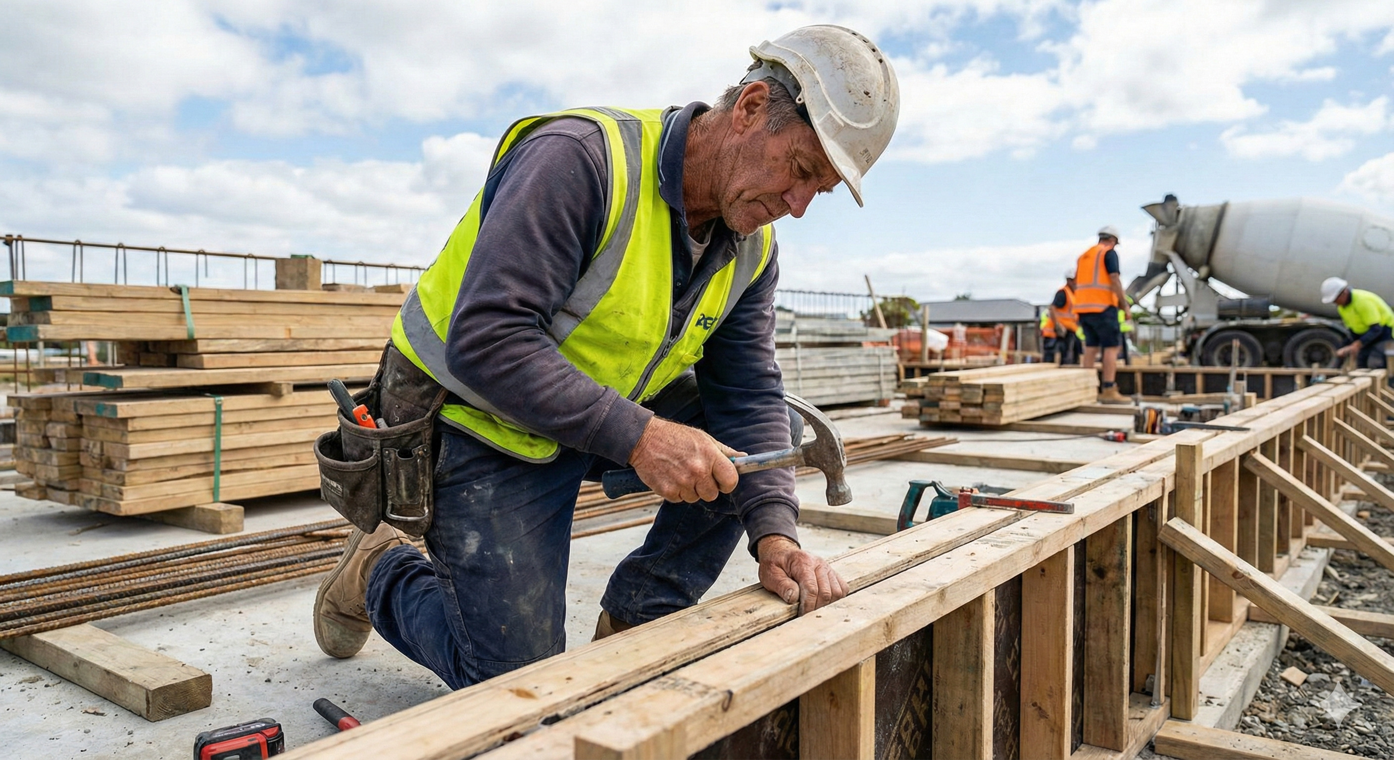Betontimmerman aan het werk
